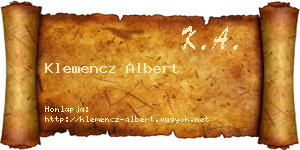 Klemencz Albert névjegykártya