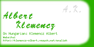 albert klemencz business card